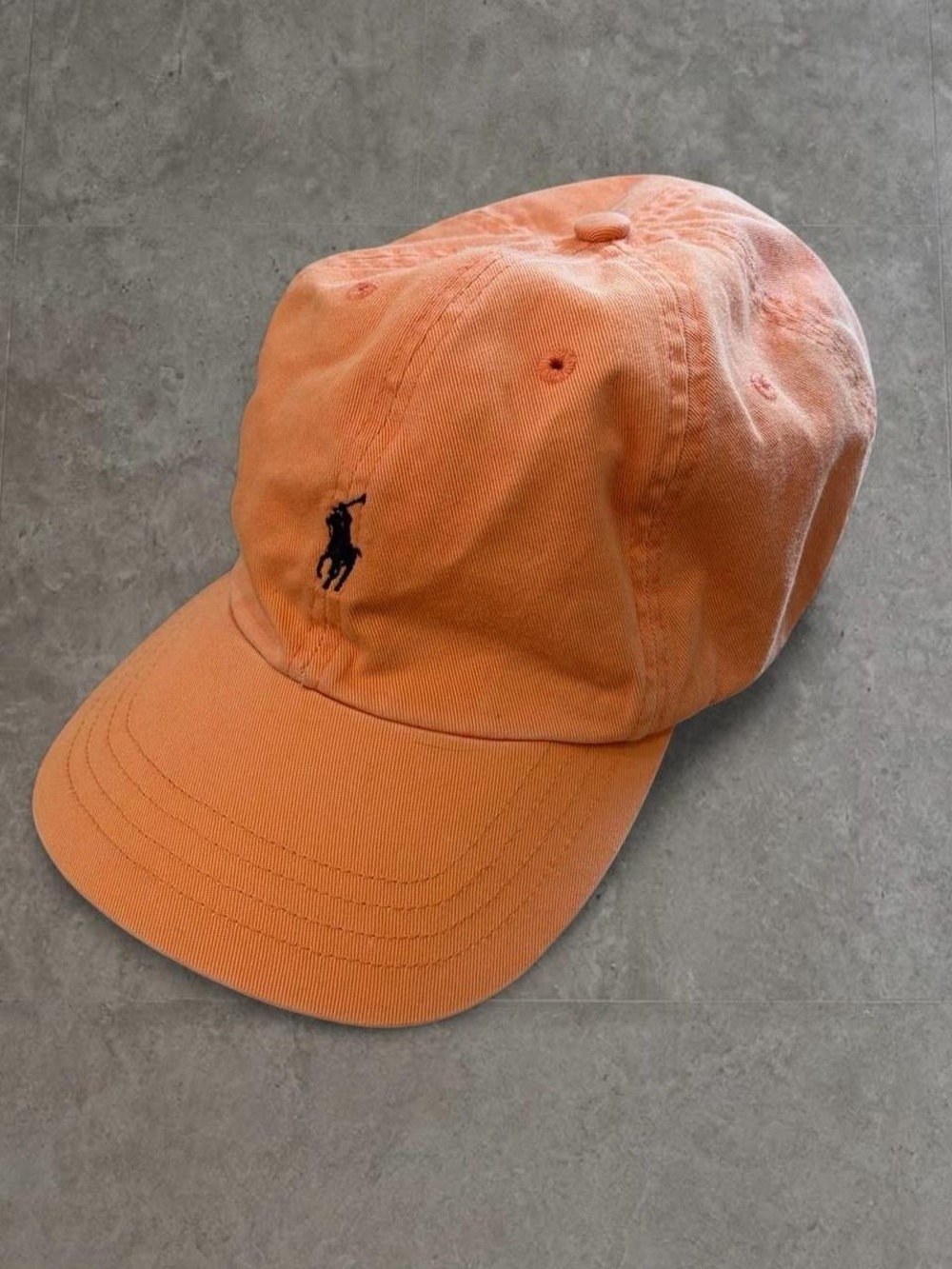 Vintage 1990 Faded Orange Ralph Lauren Leather Strap Hat